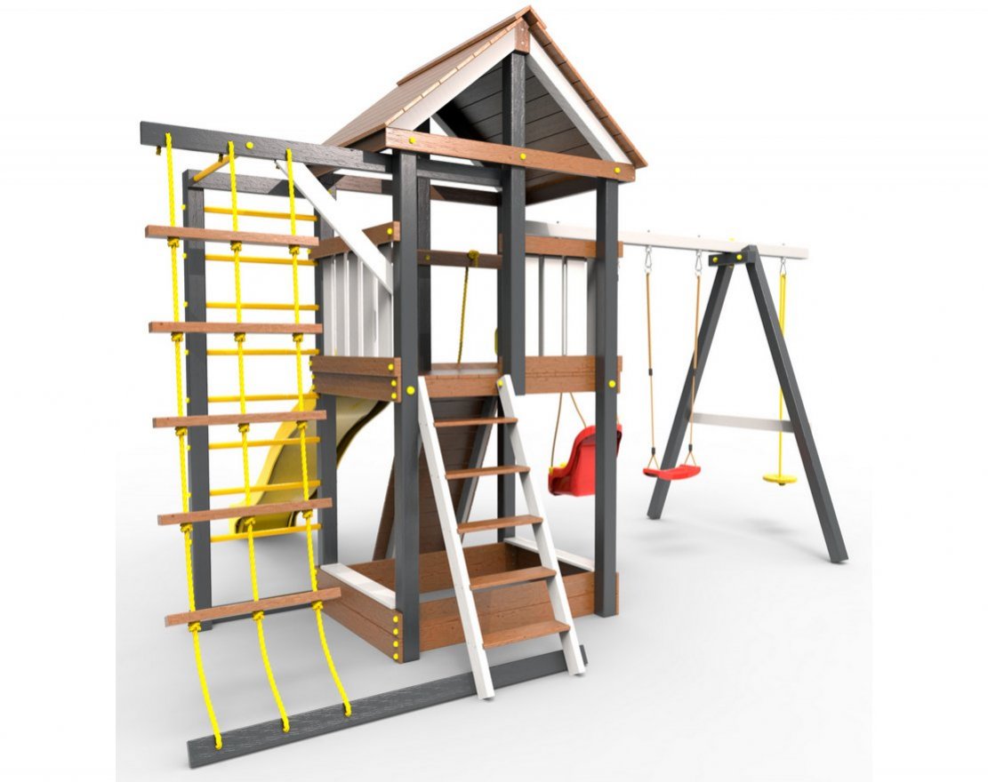 Детская игровая площадка Сорбет Ваниль с турником и шведской стенкой - вид 4