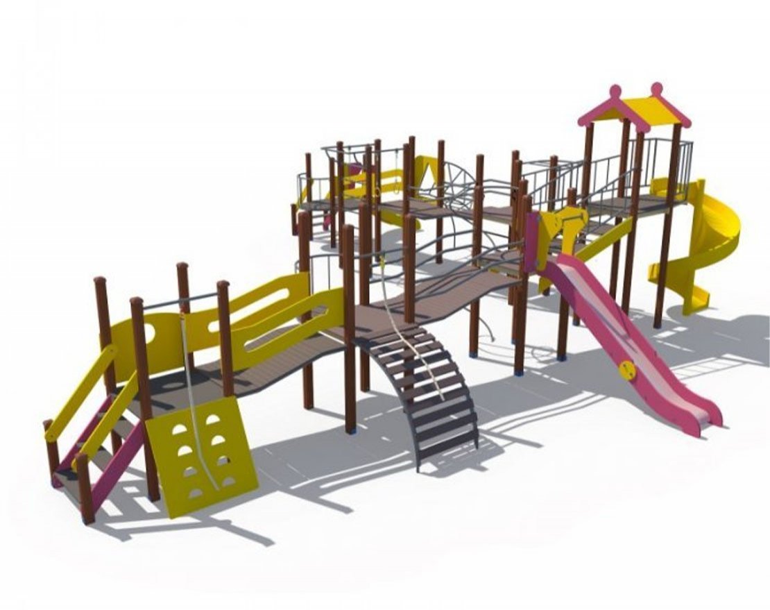 Детский игровой комплекс Квартал ДИО 08060 (винтовой скат 2000, металлические скаты 1500 и 900) - вид 2