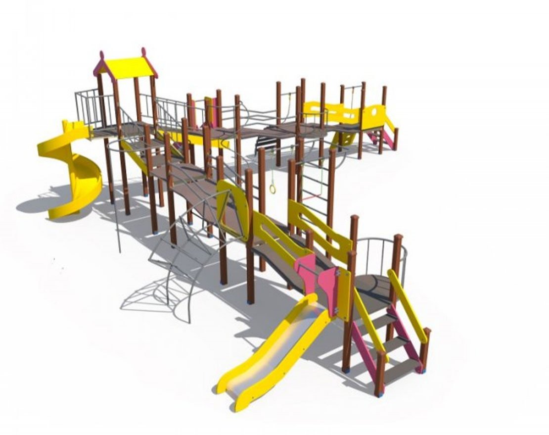 Детский игровой комплекс Квартал ДИО 08060 (винтовой скат 2000, металлические скаты 1500 и 900) - вид 4