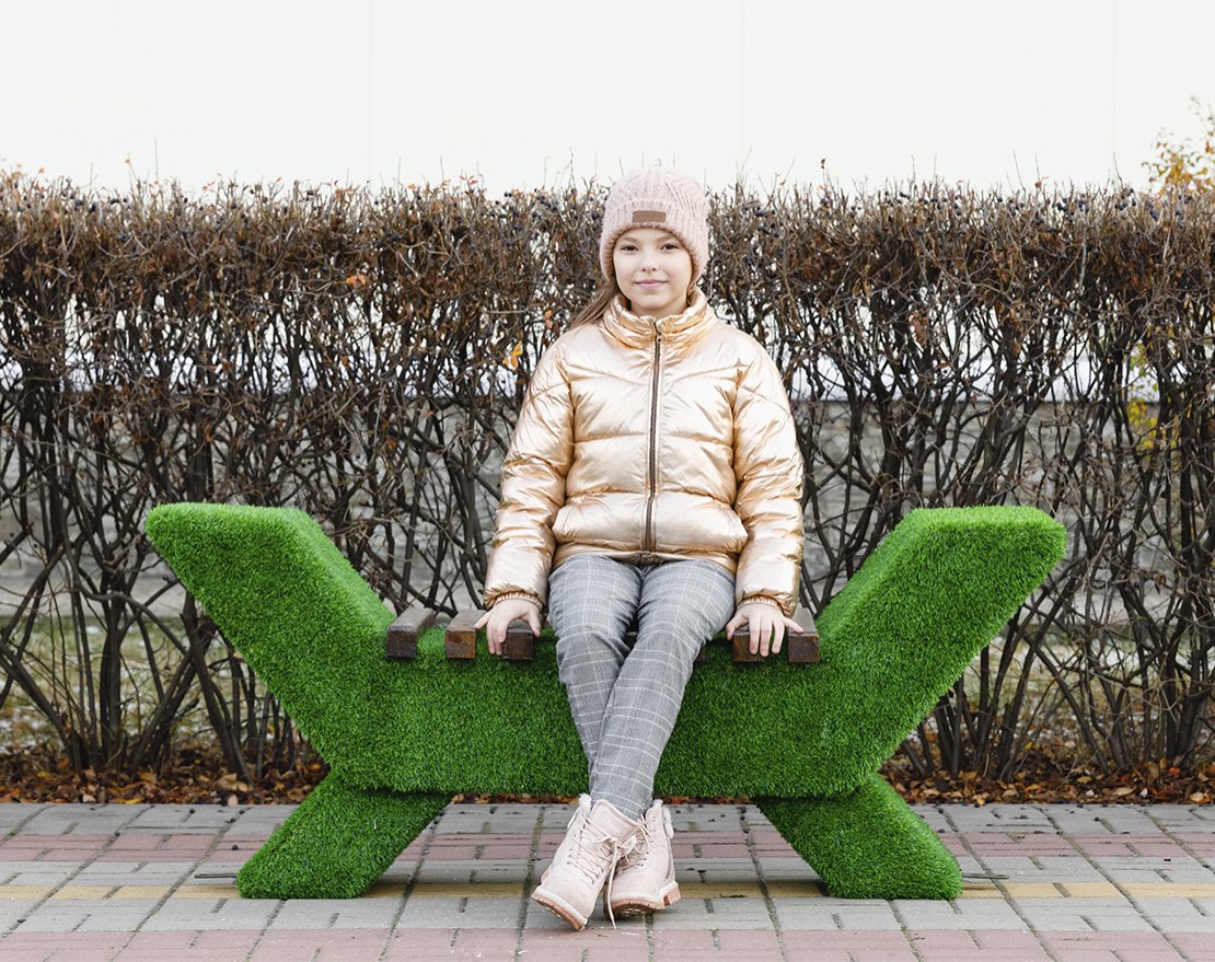 Топиари лавочка, темная - газон Eco - вид 4