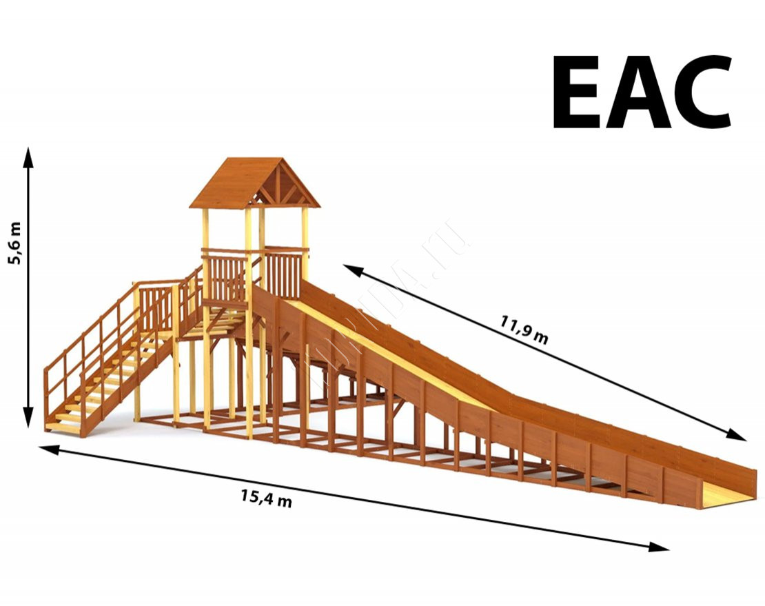 Зимняя деревянная игровая горка TORUDA Север - 10 (скат 11,8 м)