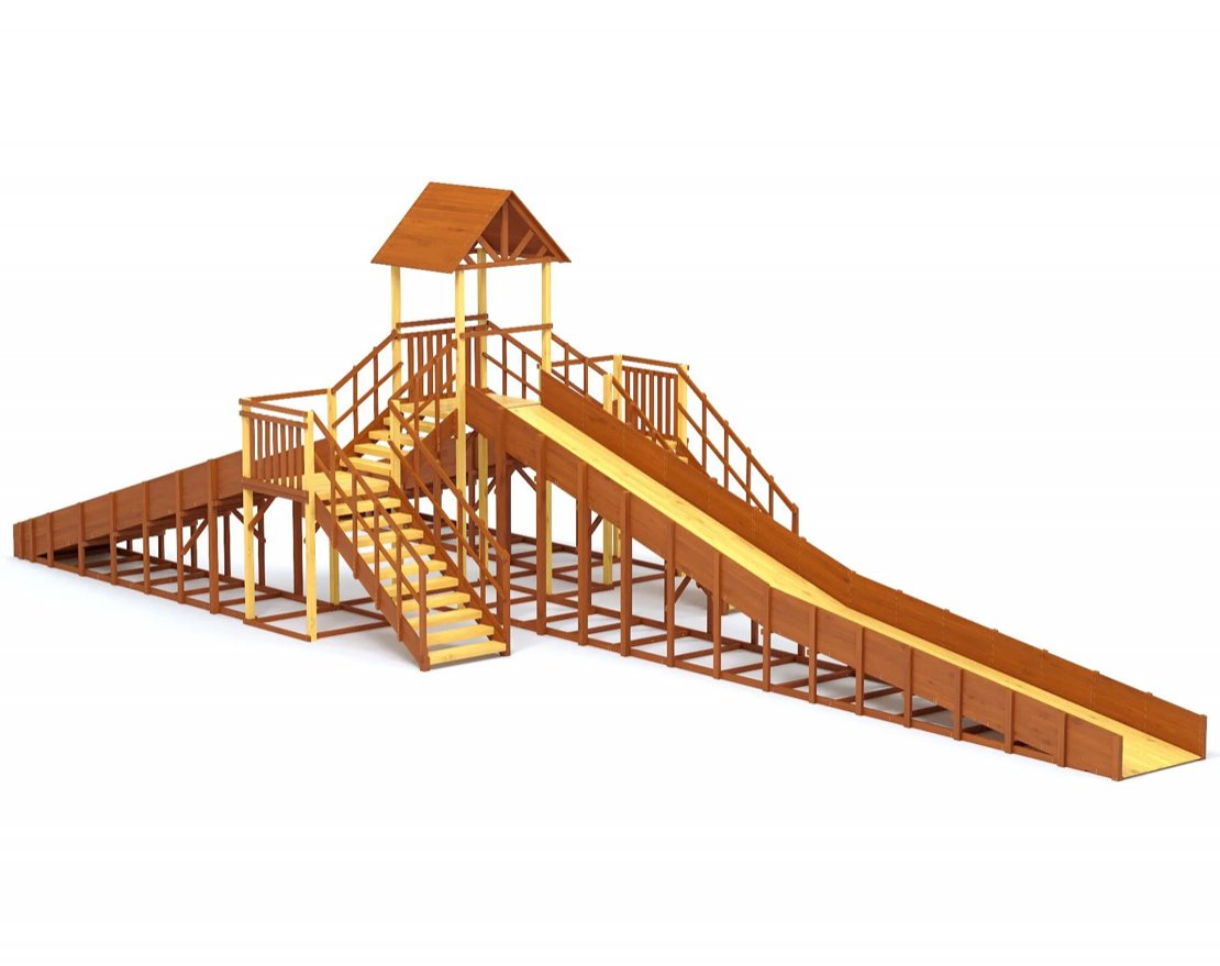 Зимняя деревянная игровая горка TORUDA Север - 11 (скат 11,8 м) - вид 2