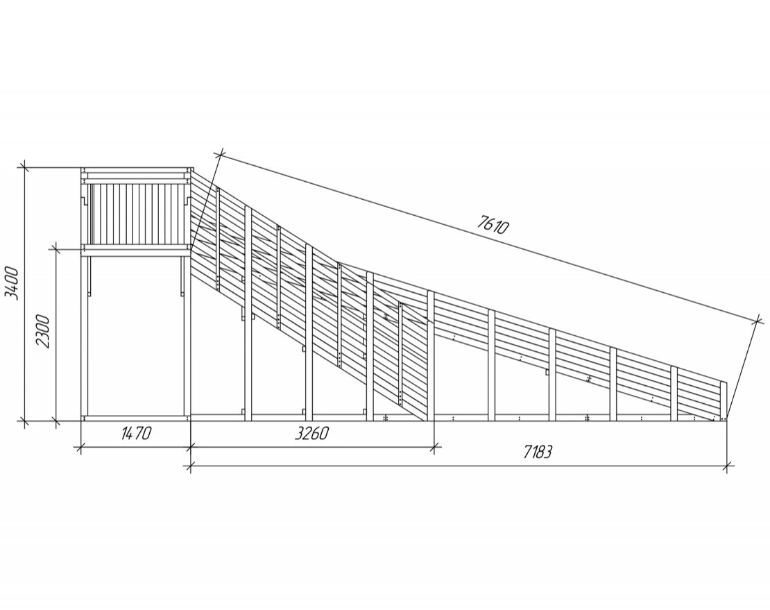 Зимняя деревянная игровая горка TORUDA Север-6 (скат 7,6 м) - вид 4