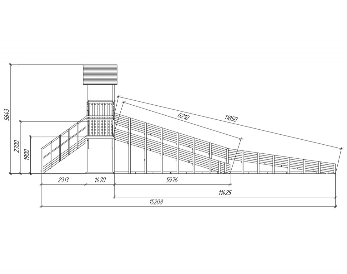 Зимняя горка TORUDA Север - 9/2 (скаты 11,85 м и 6,21 м, цвет - серый индиго) - вид 5