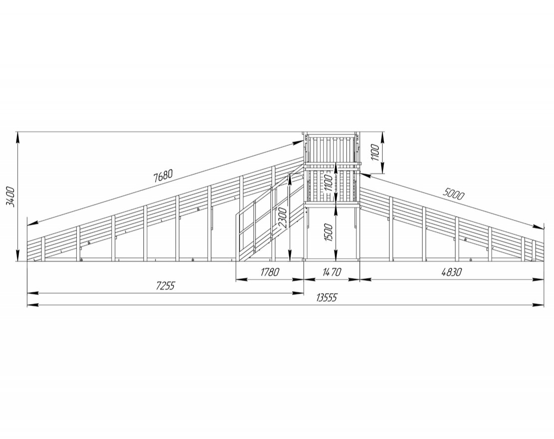Зимняя горка TORUDA Север wood-7/1 (скат 5 м и 7,68 м) - вид 5